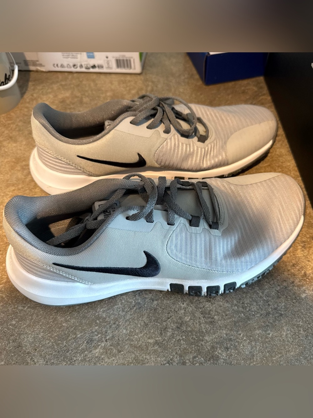 Nike Grey Training Sneakers with Black Accents Size: 9
